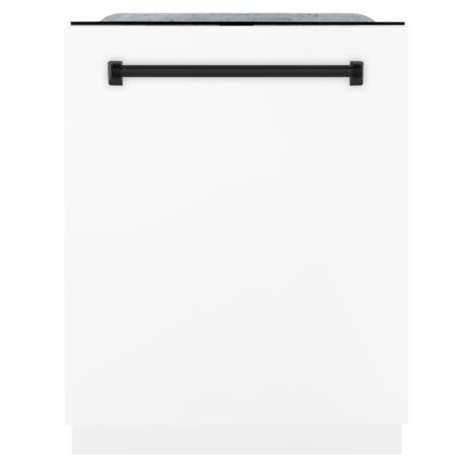 ZLINE Autograph Edition 24-Inch 3rd Rack Top Control Tall Tub Dishwasher in White Matte with Matte Black Handle, 45 dBa (DWMTZ-WM-24-MB)